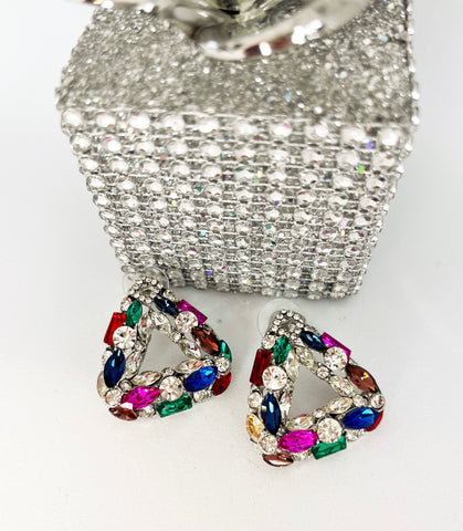Triangular Colourful Diamanté Earrings