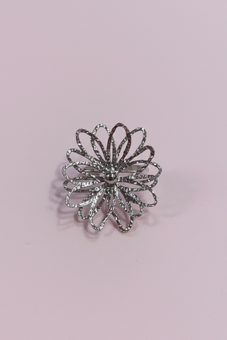 Statement Silver Flower Adjustable Ring