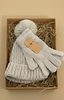 Grey PomPom Hat and Glove Set
