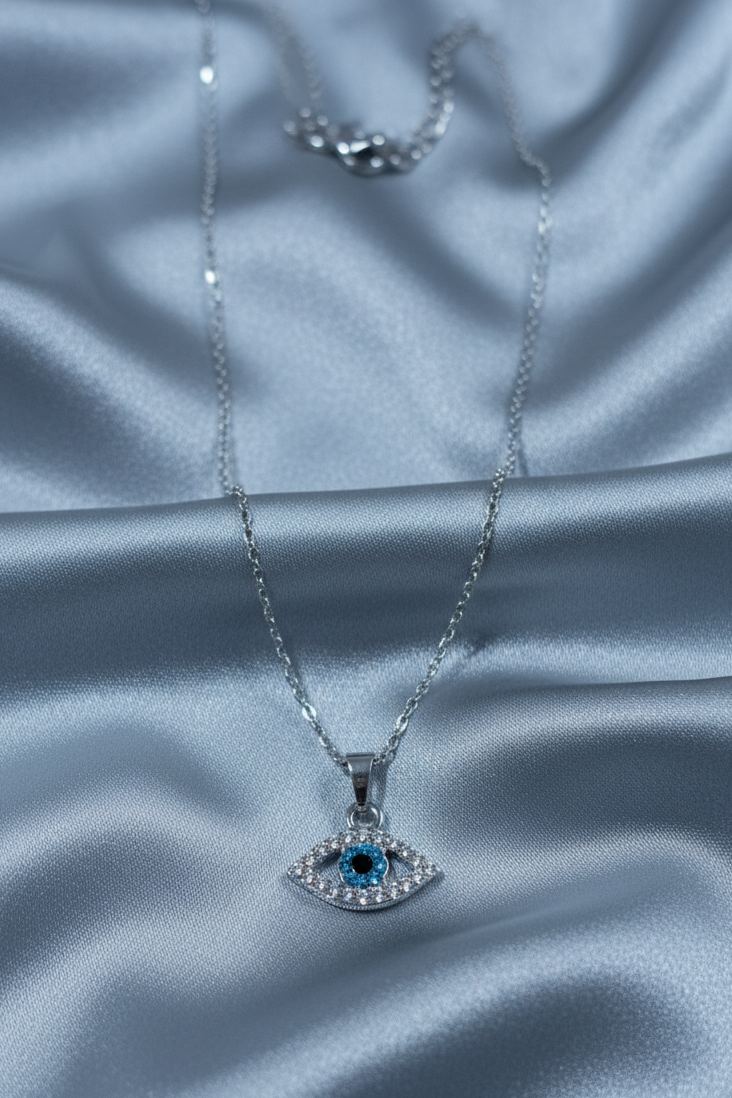 Diamante Evil Eye Pendent Necklace
