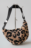 Leopard Print Textured Sling Bag > Black