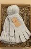 Grey PomPom Hat and Glove Set