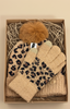 Leopard Print pompom hat and gloves set