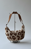 Leopard Print Textured Sling Bag  > Light Beige