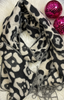 Leopard Print Scarf > Black and White
