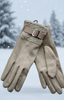 Faux Suede Beige Gloves