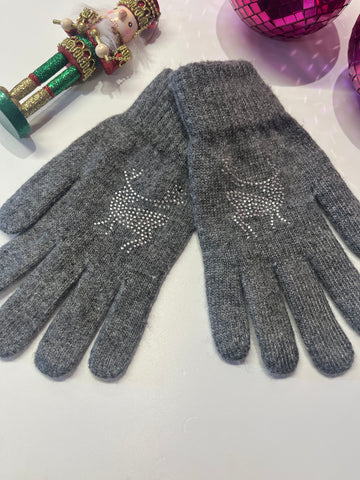 Diamanté Reindeer Gloves
