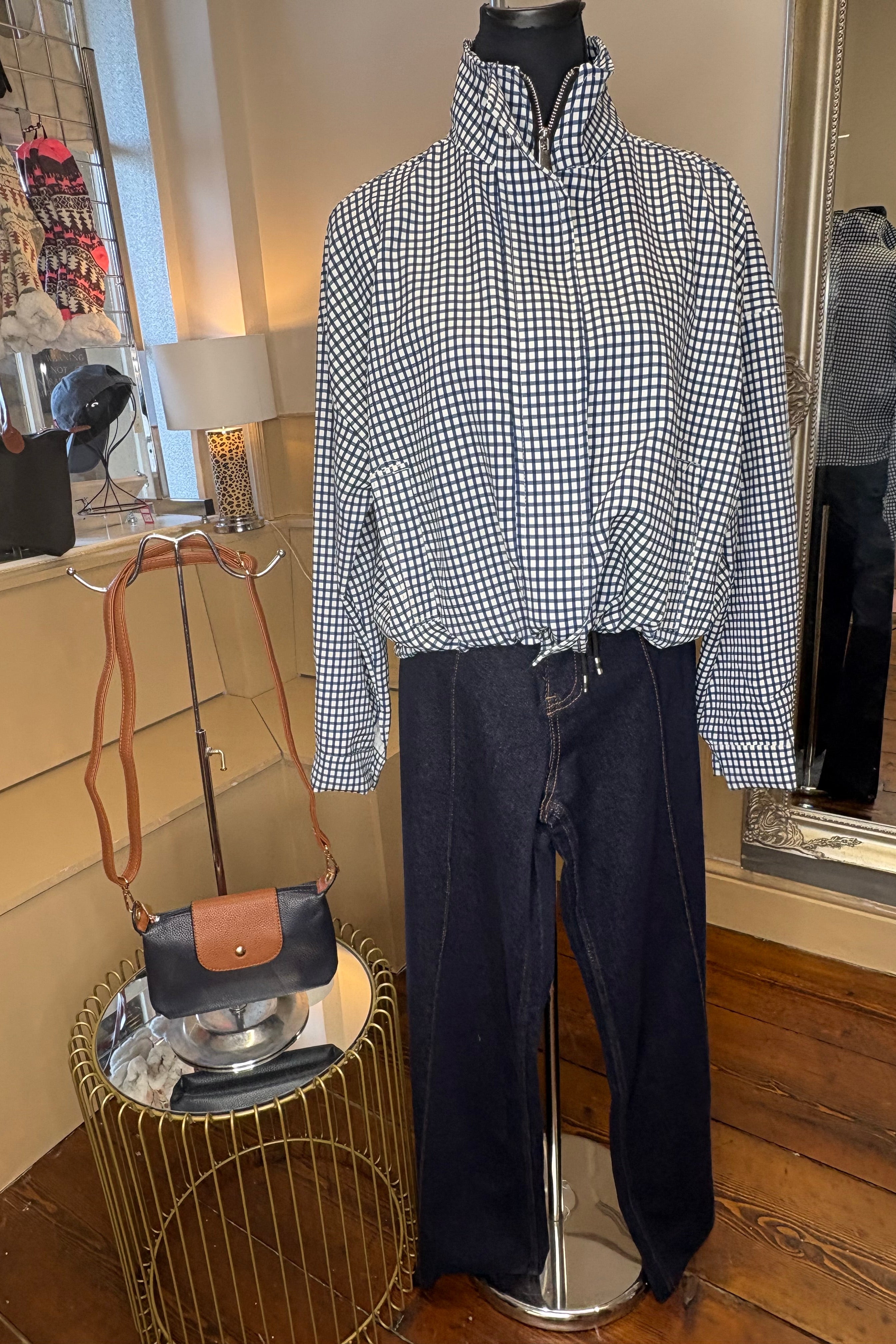 Gingham Drawstring Jacket