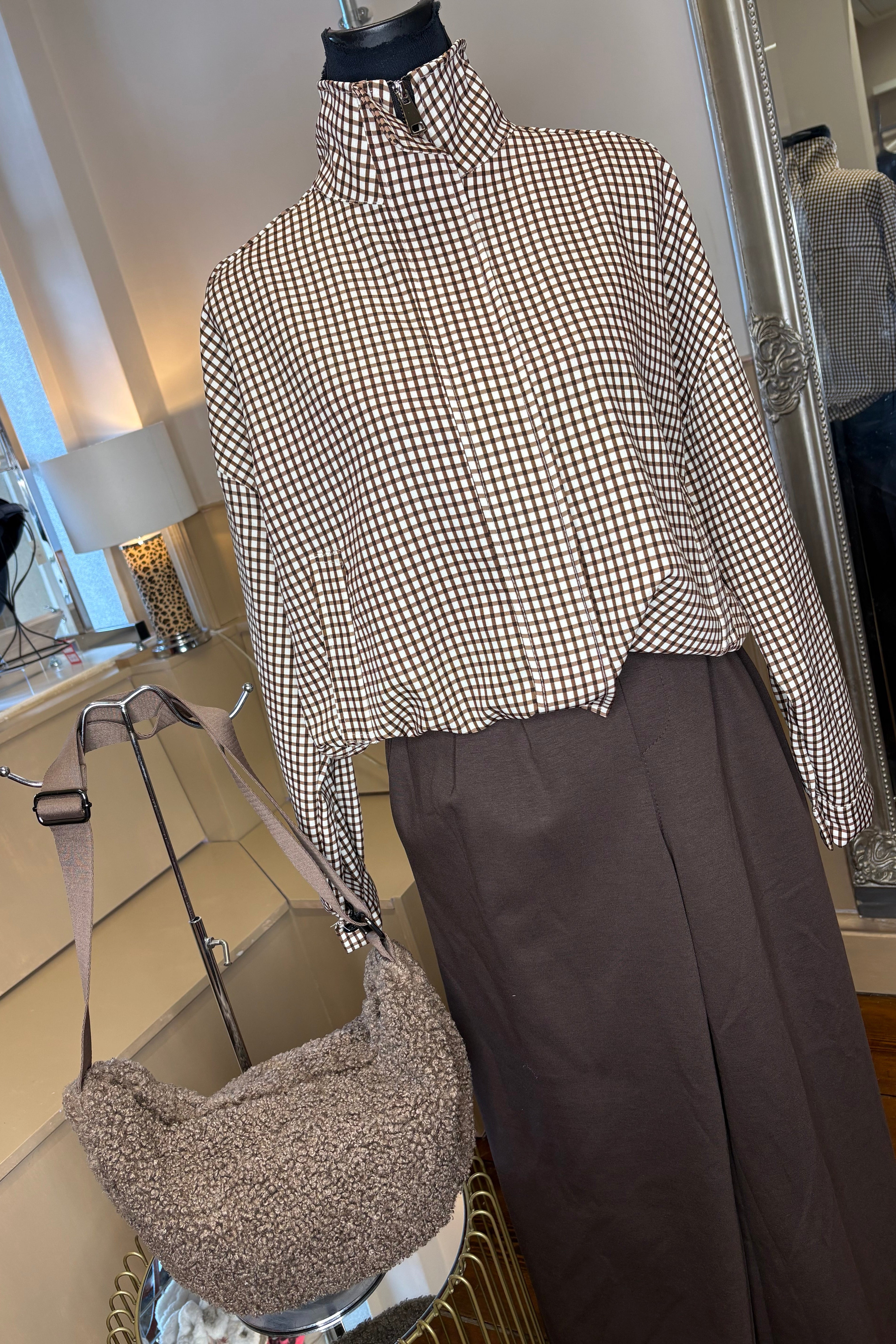 Gingham Drawstring Jacket