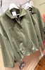 Khaki Suedette Zip Jacket