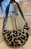 Fleece Leopard Print Sling Bag / Tan
