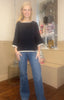Three Quarter Trim Knit Jumper /Navy