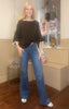 Three Quarter Length Trim Knit Jumper / Chocolate