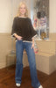 Three Quarter Length Trim Knit Jumper / Chocolate