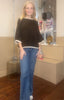 Three Quarter Length Trim Knit Jumper / Chocolate