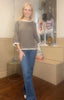 Three Quarter Length Trim Knit Jumper / Oatmeal