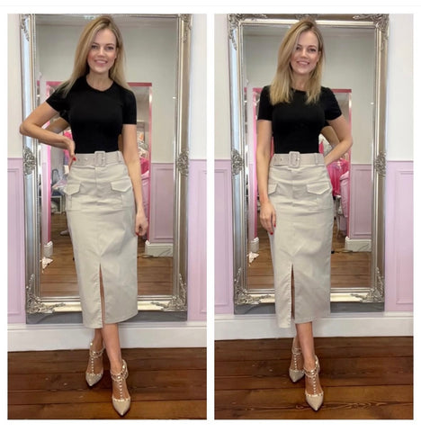 Belted Pencil Skirt
