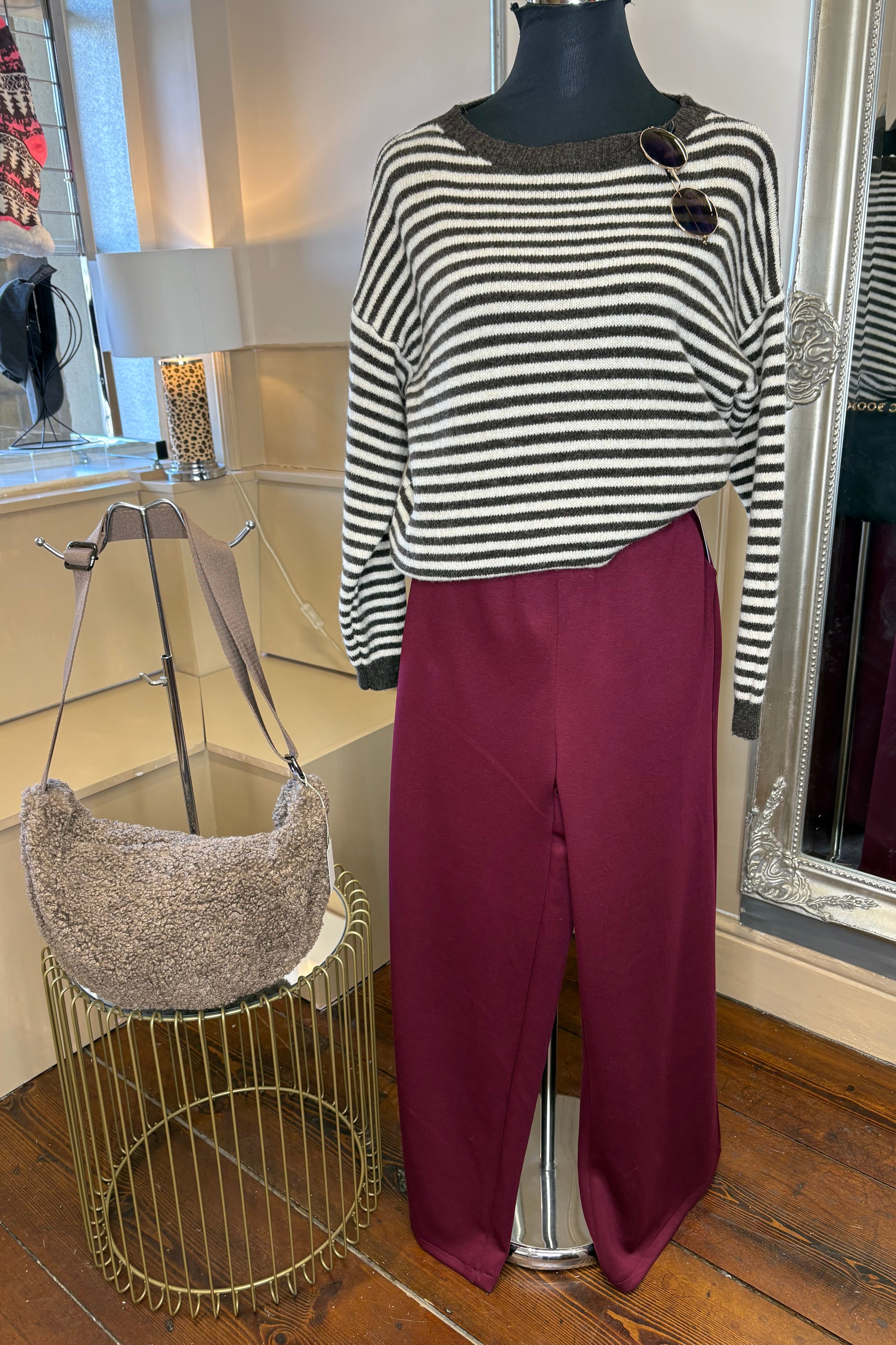 Striped Knit Jumper / Chocolate