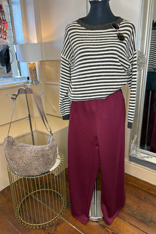 Striped Knit Jumper / Chocolate