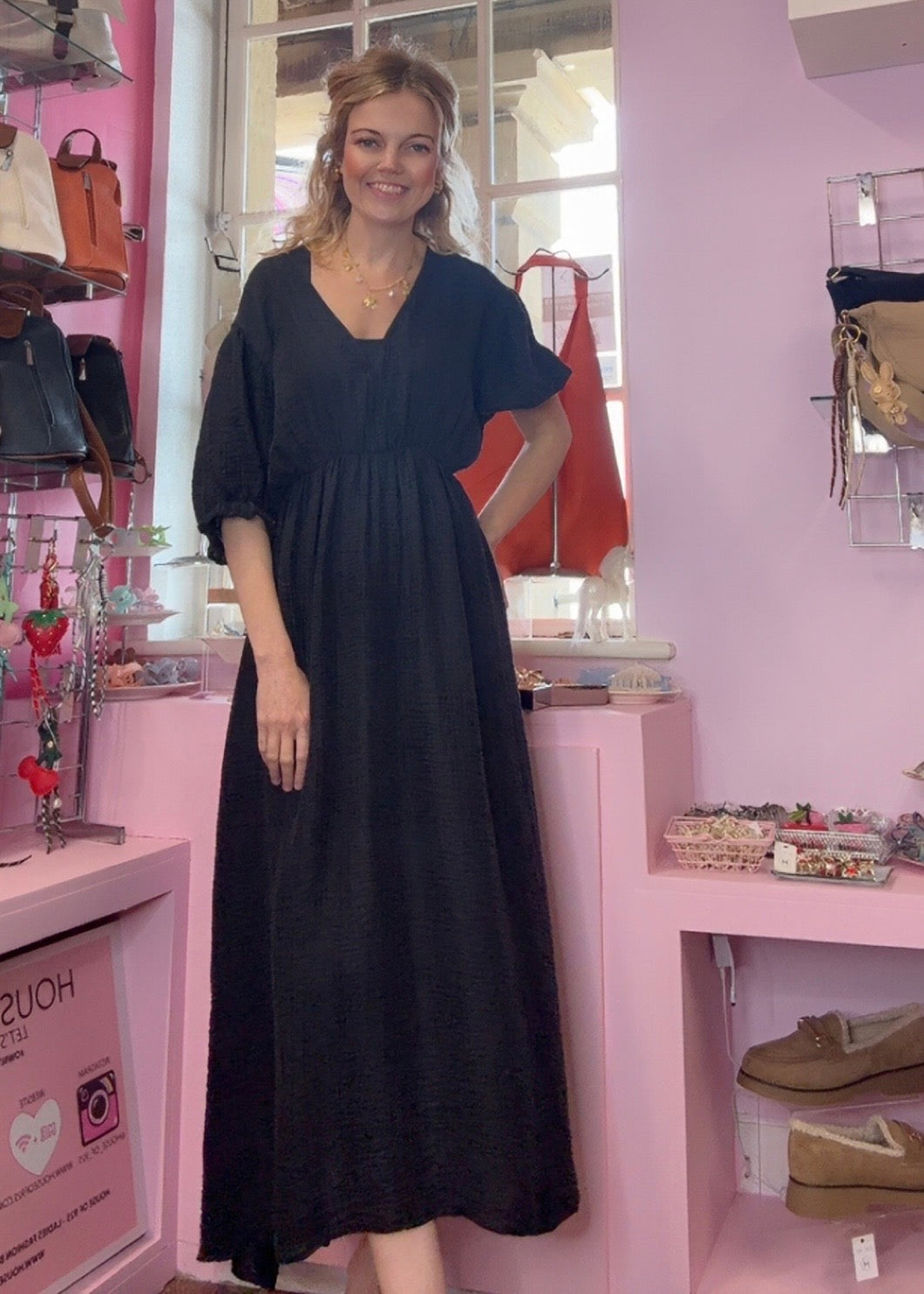 Cheesecloth  Style Summer Dress > Black