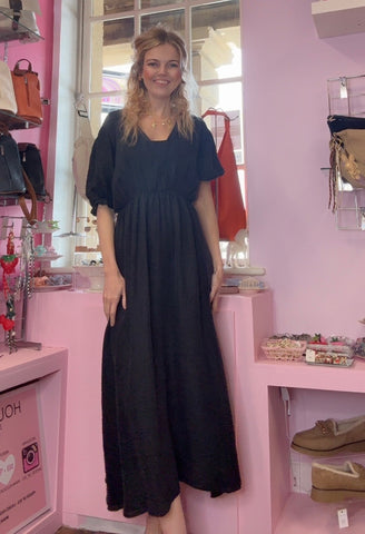 Cheesecloth  Style Summer Dress > Black