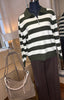 Three Quarter Zip Striped Collared Jumper / Khaki