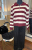Three Quarter Zip Striped Collared Jumper / Burgundy