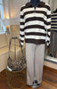 Three Quarter Zip Collared Striped Jumper / Choclate