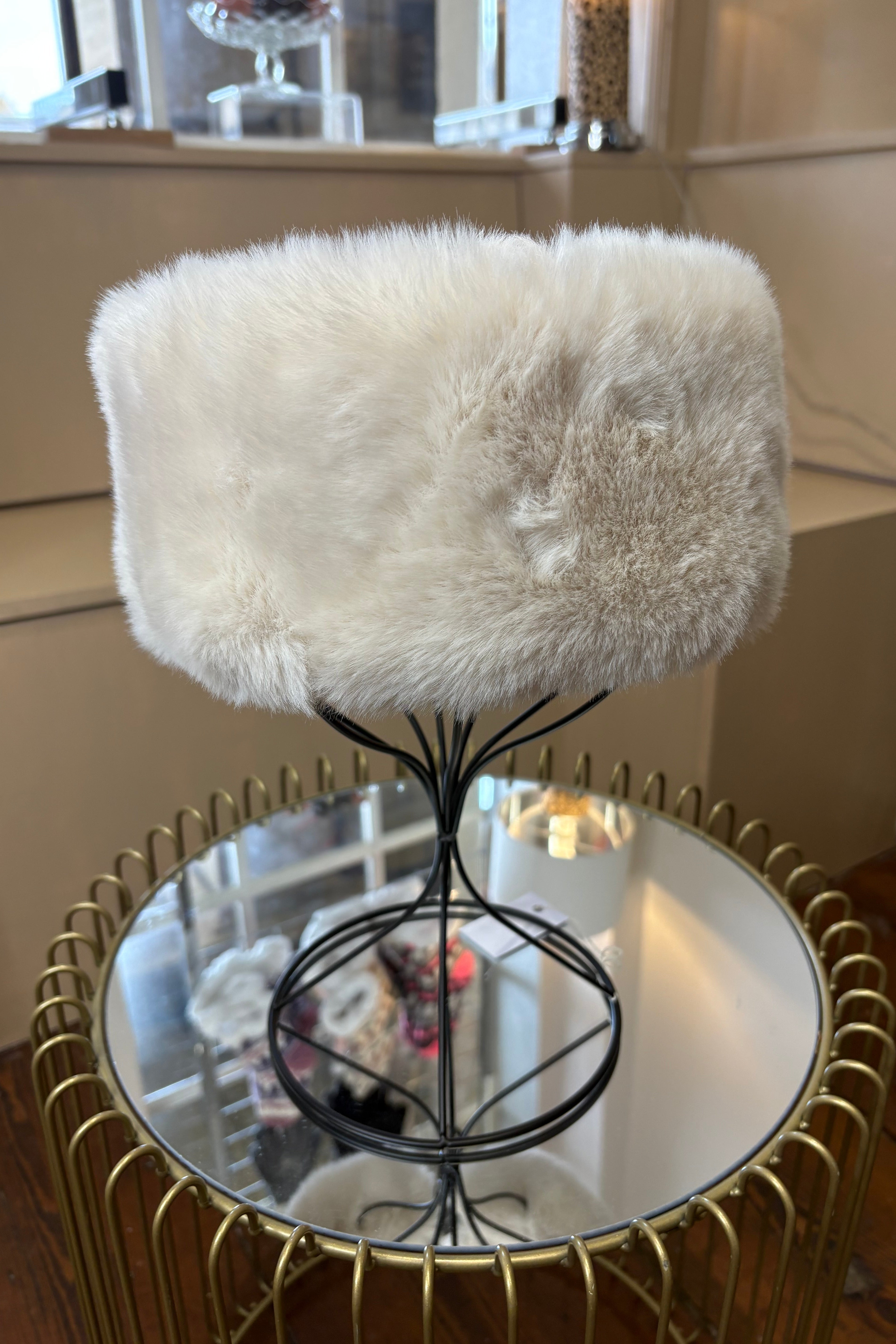 Faux Fur Head and Ear warmer Headband - Cream