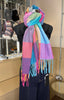 Multi-Colour Checked Scarf - Blue