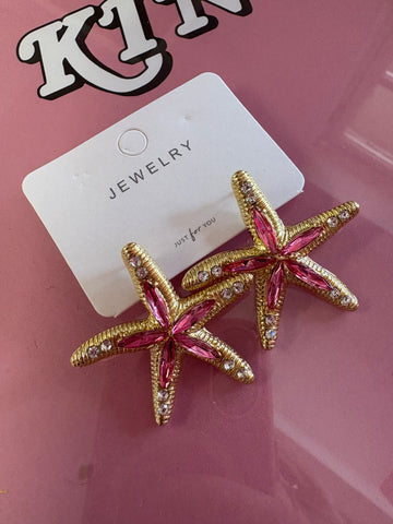 Starfish Earrings - Shimmering Pink