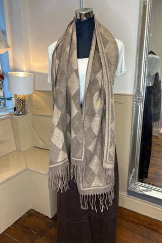 Diamond Checked Winter Scarf / Oatmeal