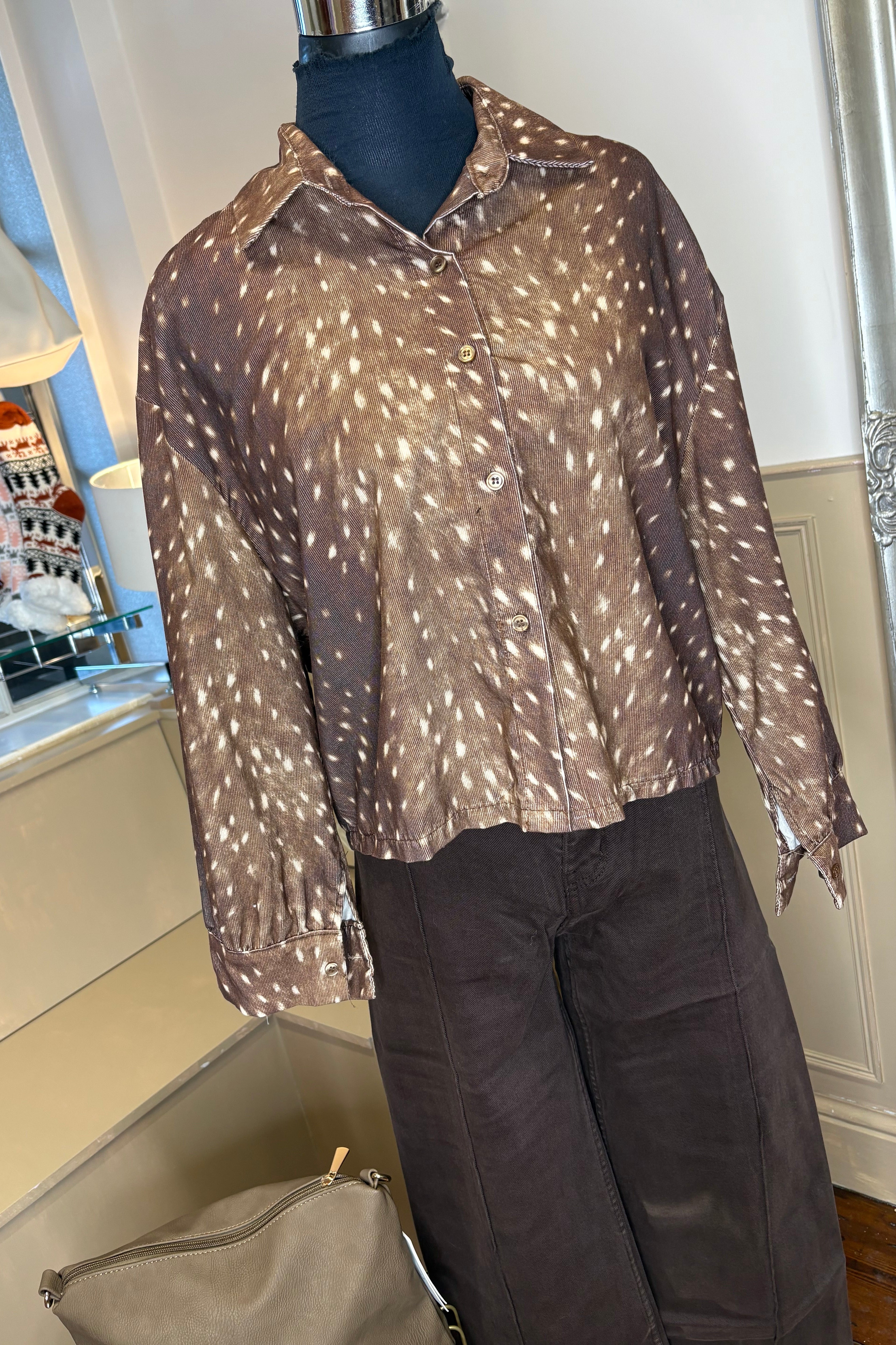 Bambi Print Corduroy Effect Shirt
