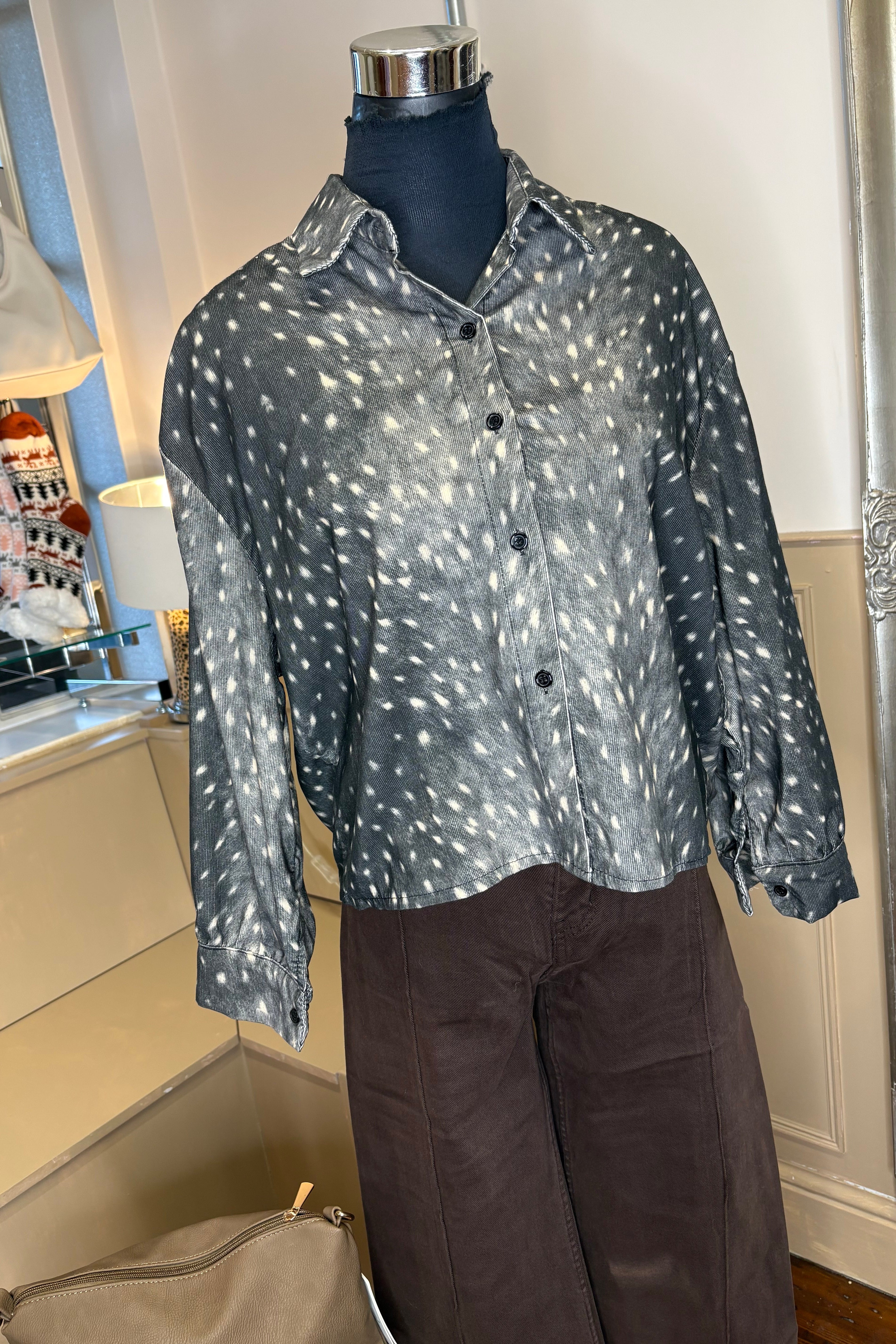 Bambi Print Corduroy Effect Shirt