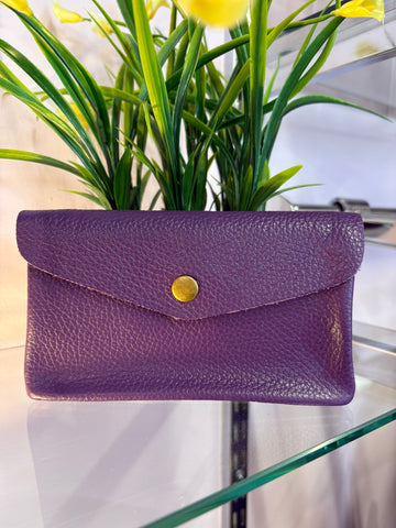 Real Leather Purse - Purple