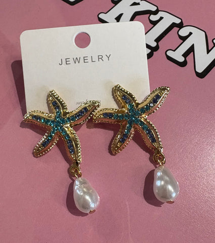 Starfish Earring Drop down / Teal