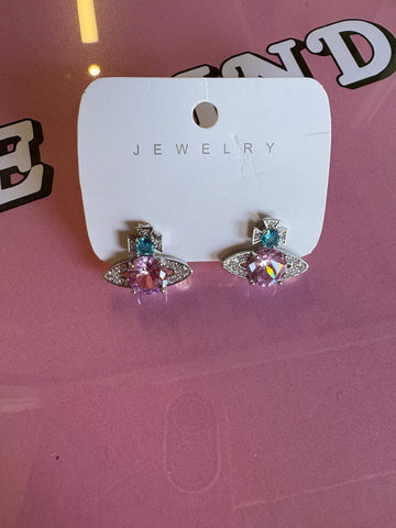 The Viv Earrings > Pink and Silver