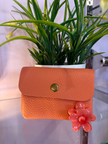 Small  Real Leather Purse / Peach