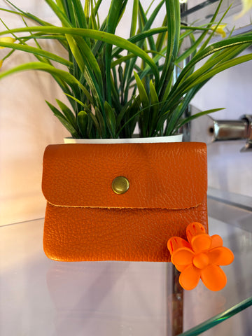 Small Real Leather Purse > Orange