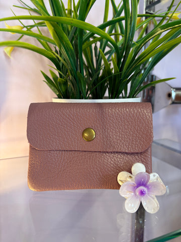 Small Real Leather Purse / Mauve