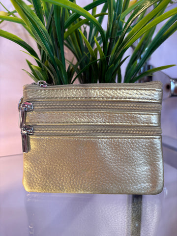 Real  Leather  Coin Purse > Gold