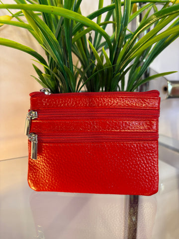 Real  Leather Coin Purse > Red