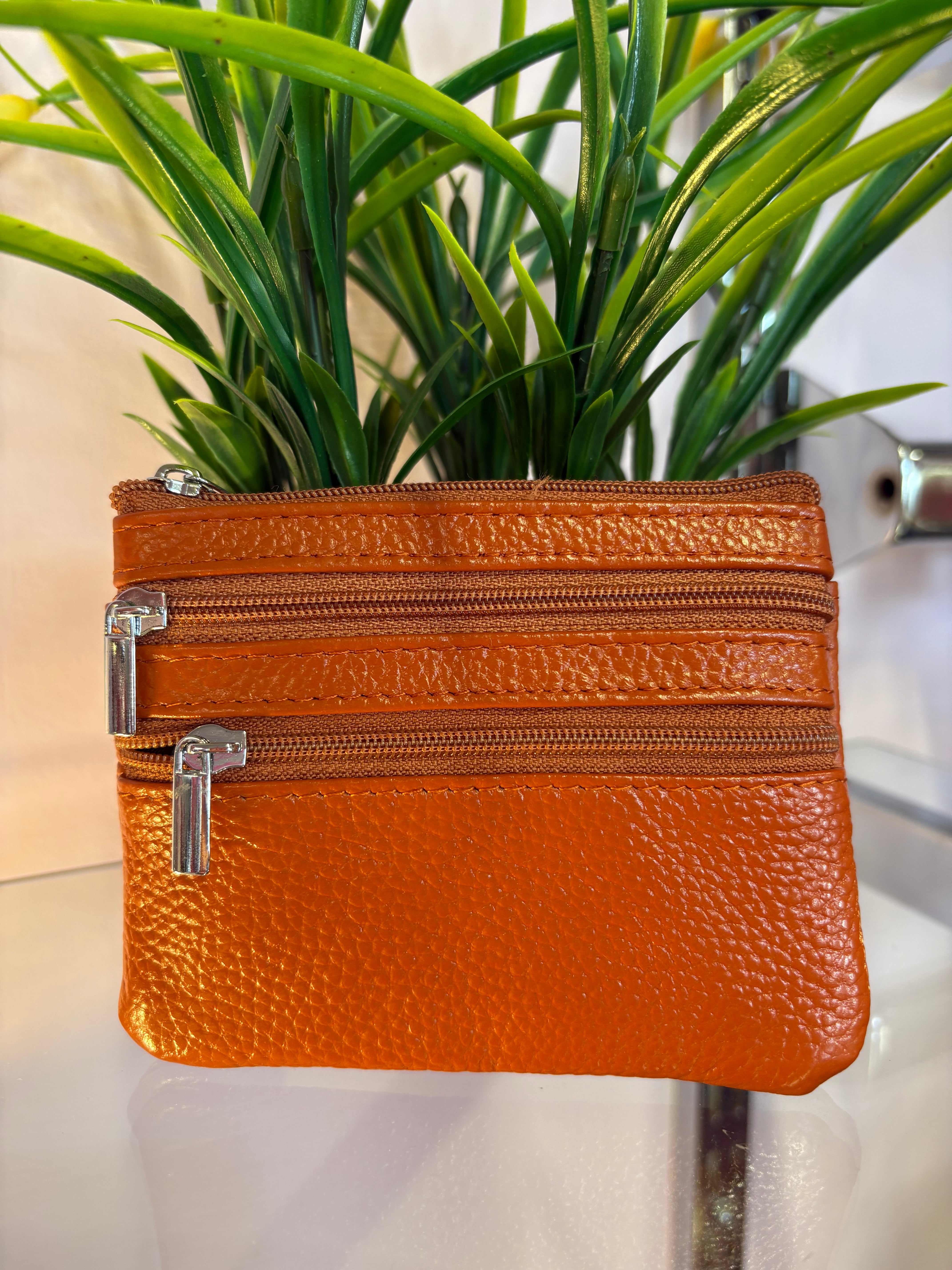 Real Leather Coin Purse > Orange
