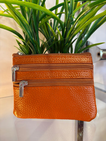 Real Leather Coin Purse > Orange