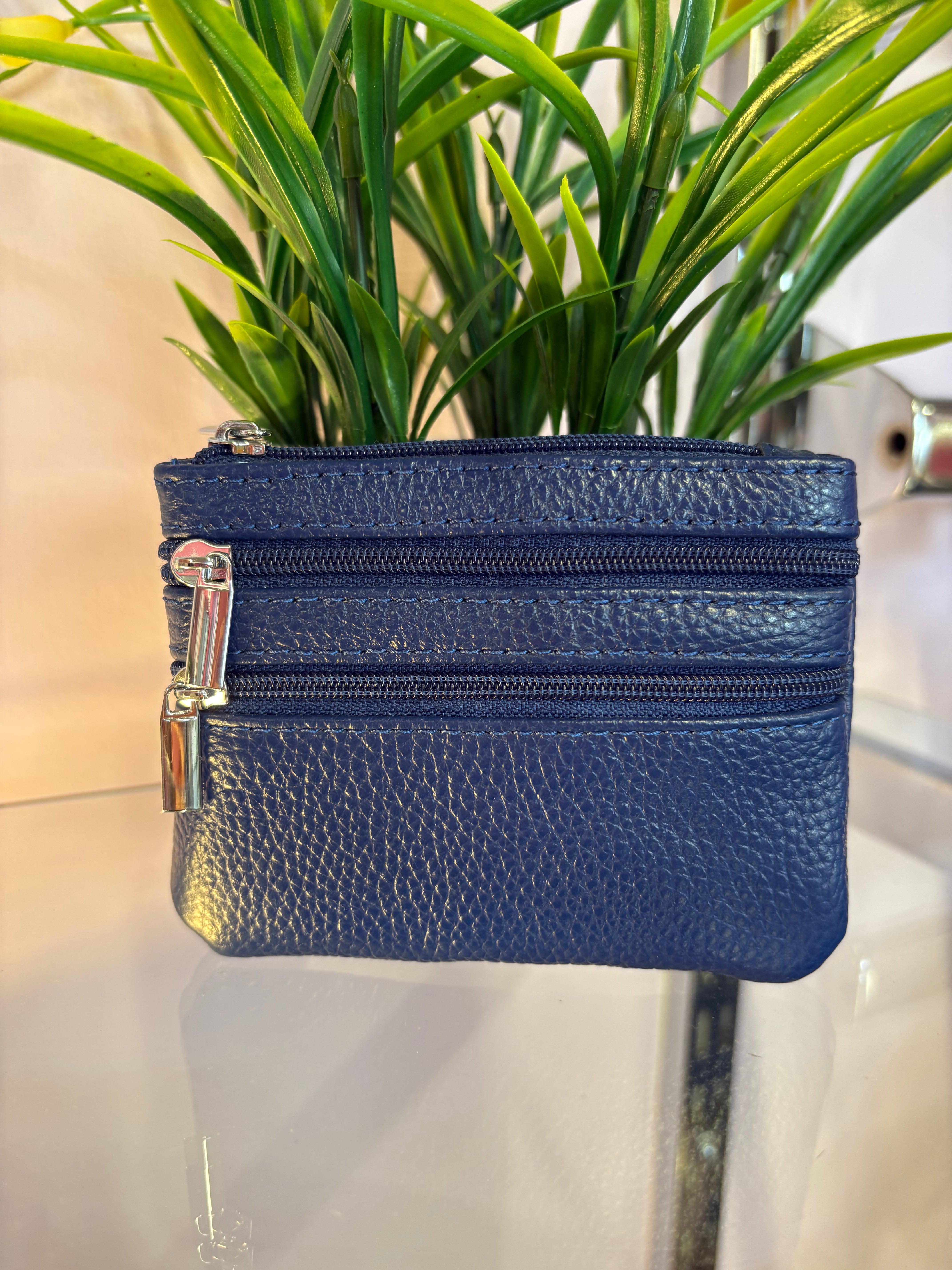 Real Leather Coin Purse > Blue