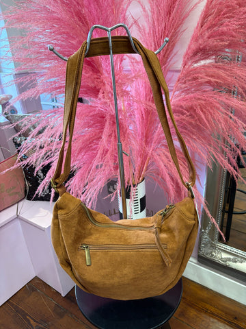 Suedette Sling Bag > Tan