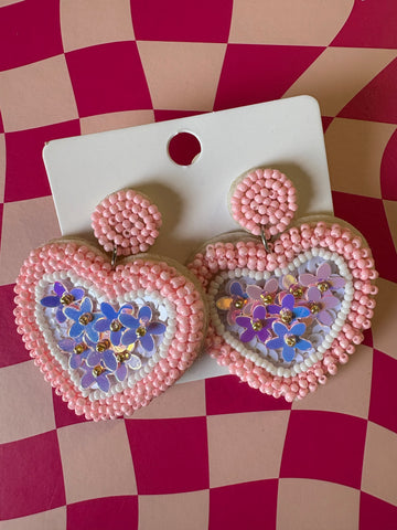 Queen of  Heart Earrings > Baby Pink