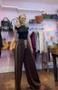 Two Stripe Wide Leg Joggers > Chocolate