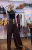 Two Stripe Wide Leg Joggers > Chocolate
