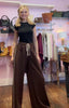 Two Stripe Wide Leg Joggers > Chocolate